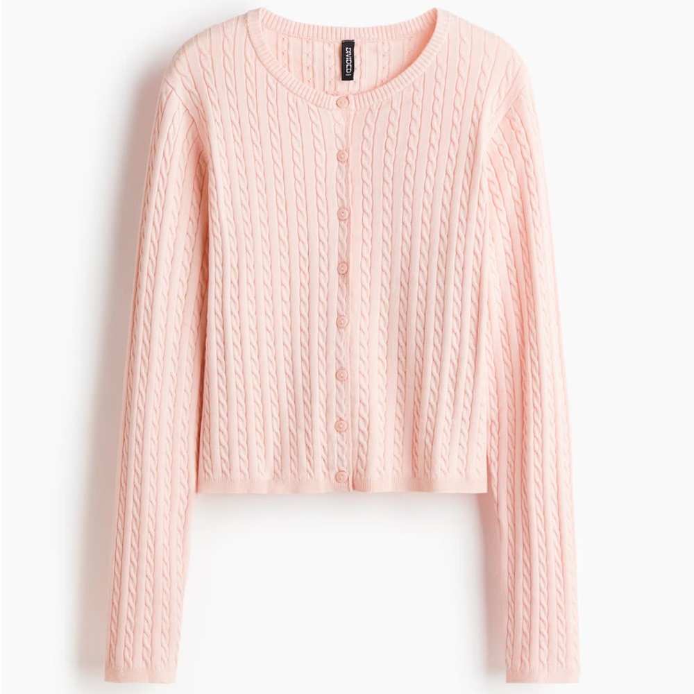 Light pink cable knit cardigan